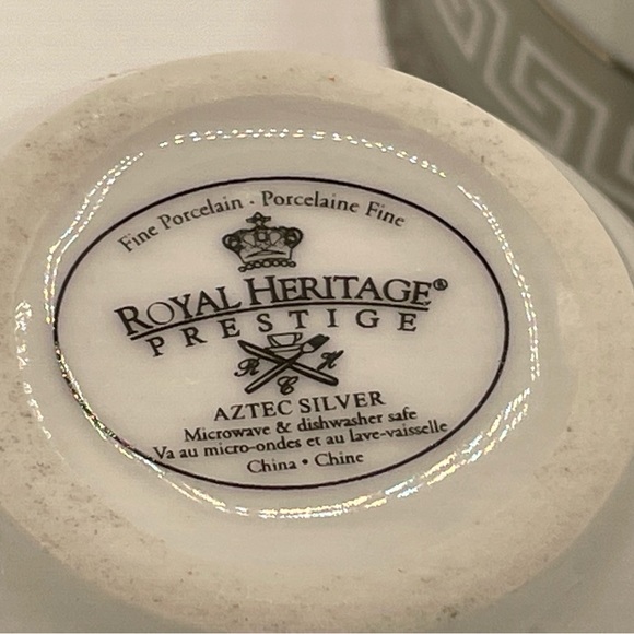 Fine Porcelain Royal Heritage Prestige - Aztec Silver Tea Cups(no saucers), 4 - Picture 4 of 4